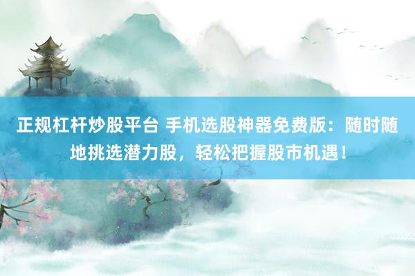 正规杠杆炒股平台 手机选股神器免费版：随时随地挑选潜力股，轻松把握股市机遇！