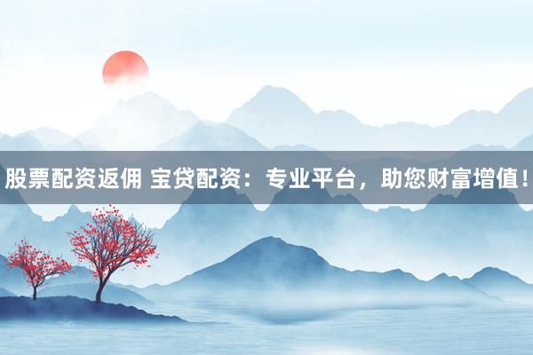 股票配资返佣 宝贷配资：专业平台，助您财富增值！