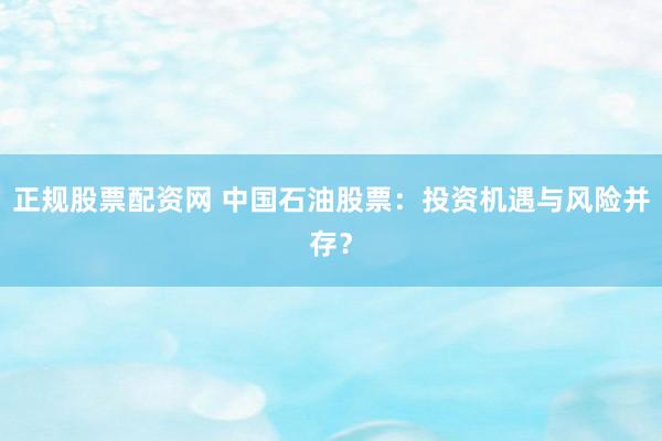 正规股票配资网 中国石油股票：投资机遇与风险并存？