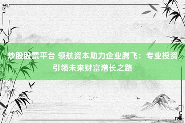 炒股股票平台 领航资本助力企业腾飞：专业投资引领未来财富增长之路
