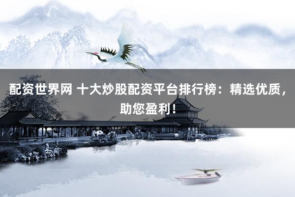 配资世界网 十大炒股配资平台排行榜：精选优质，助您盈利！