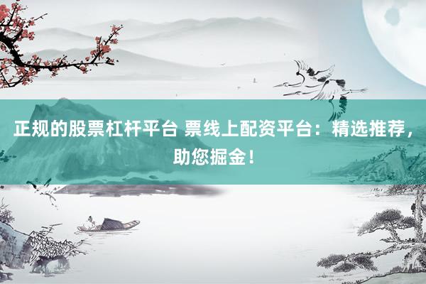 正规的股票杠杆平台 票线上配资平台：精选推荐，助您掘金！