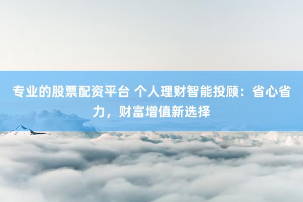 专业的股票配资平台 个人理财智能投顾：省心省力，财富增值新选择