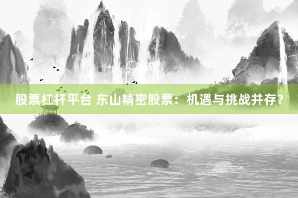 股票杠杆平台 东山精密股票：机遇与挑战并存？