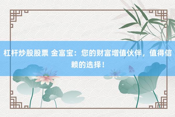 杠杆炒股股票 金富宝：您的财富增值伙伴，值得信赖的选择！