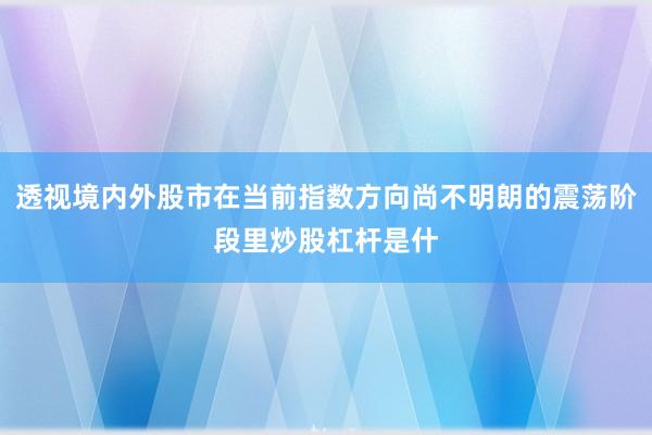 透视境内外股市在当前指数方向尚不明朗的震荡阶段里炒股杠杆是什
