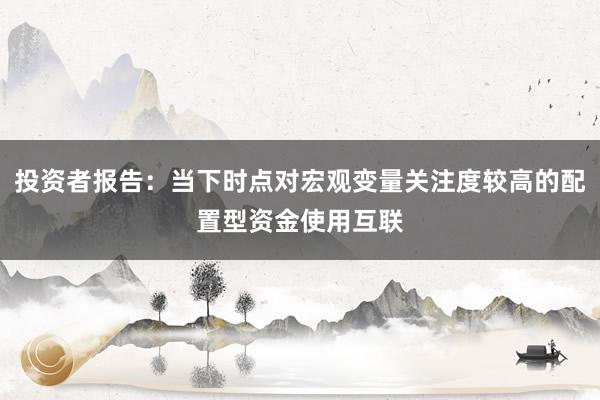 投资者报告：当下时点对宏观变量关注度较高的配置型资金使用互联