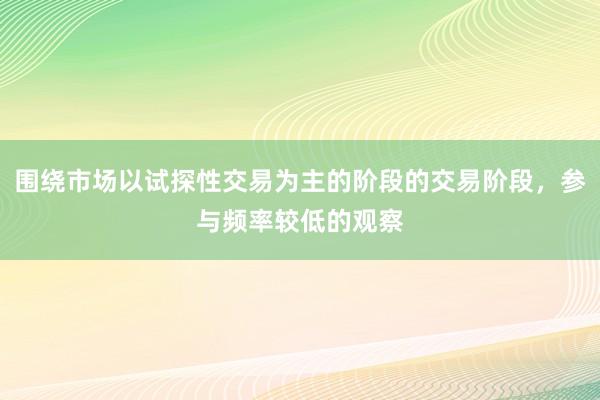 围绕市场以试探性交易为主的阶段的交易阶段，参与频率较低的观察