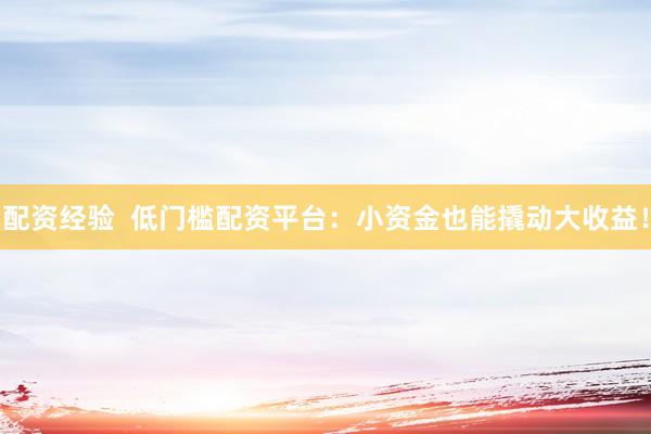 配资经验  低门槛配资平台：小资金也能撬动大收益！